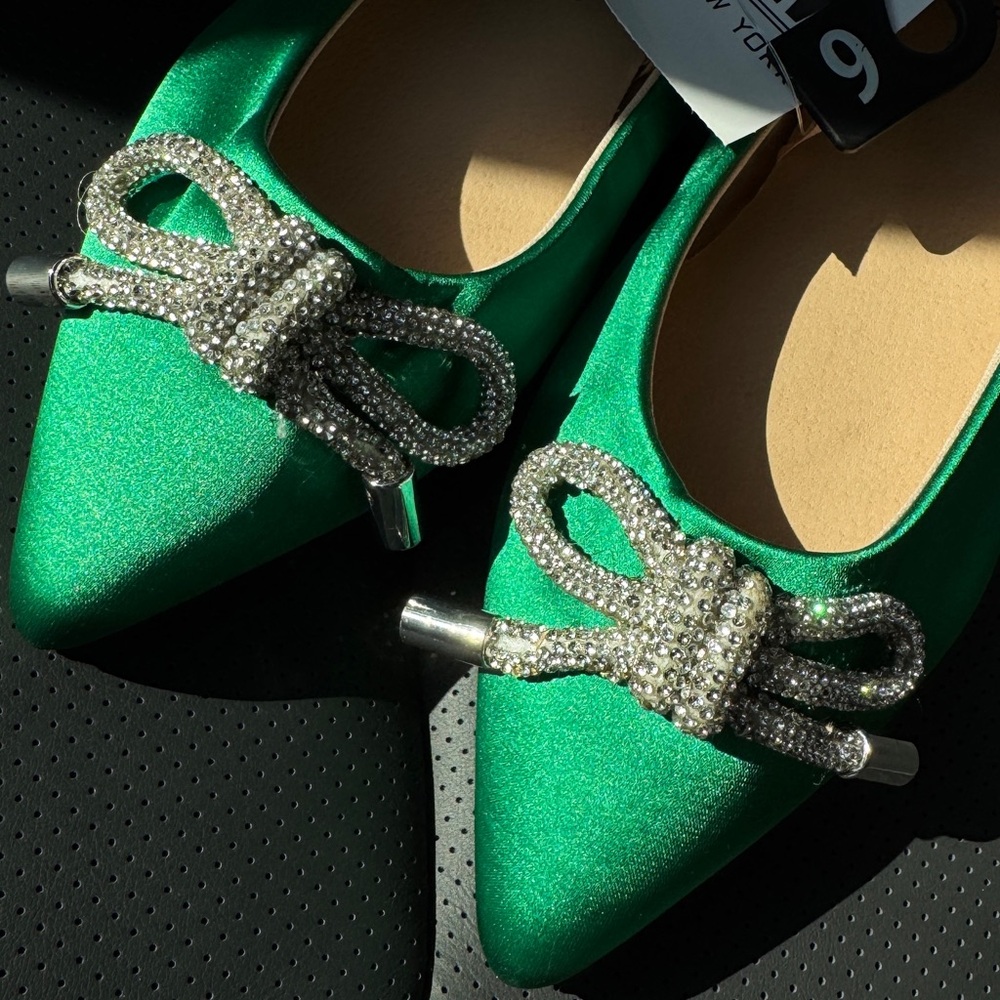 SM New York Green Flats with Sparkling Bow
